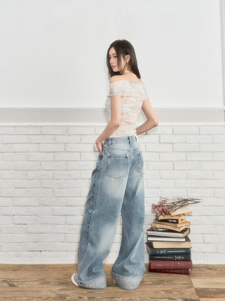 Colorful Rhinestone One-Shoulder Top T-shirt