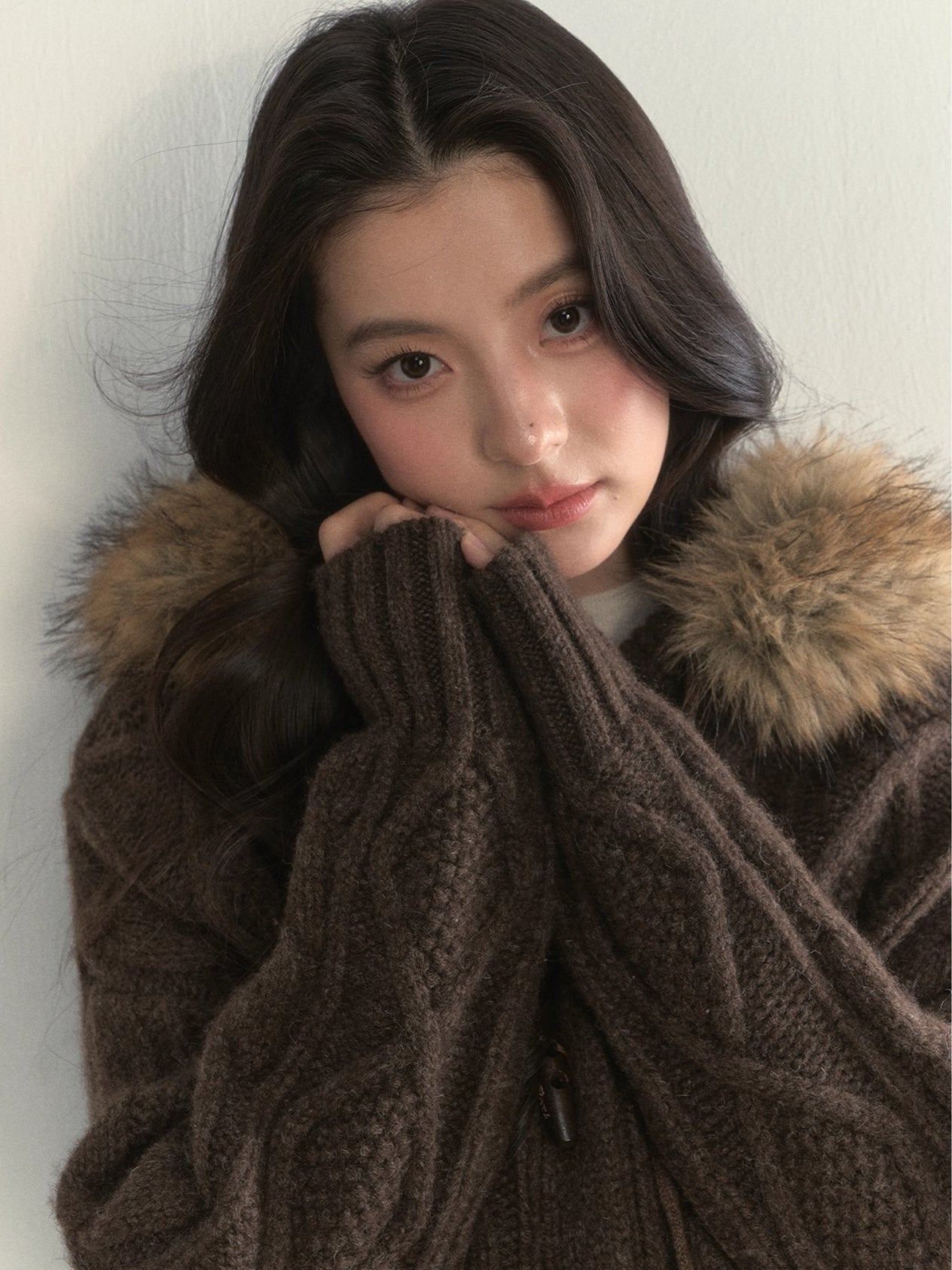 Wool Cable Hooded Sweater