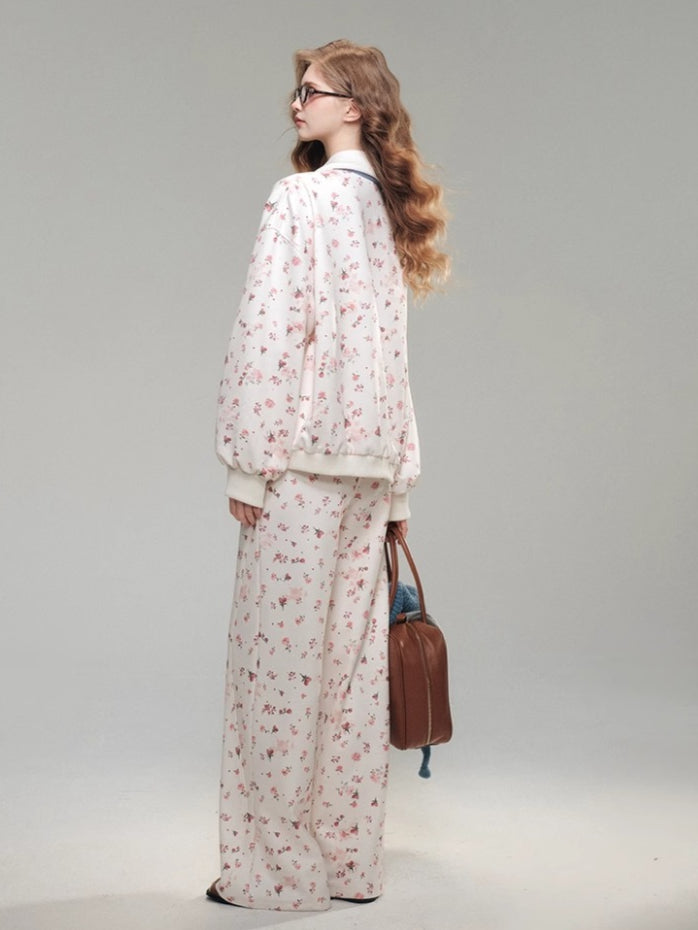 Rose Printed Sweatshirt Set