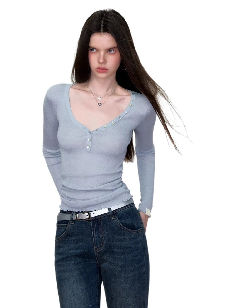 V-Neck Waist Knit Top