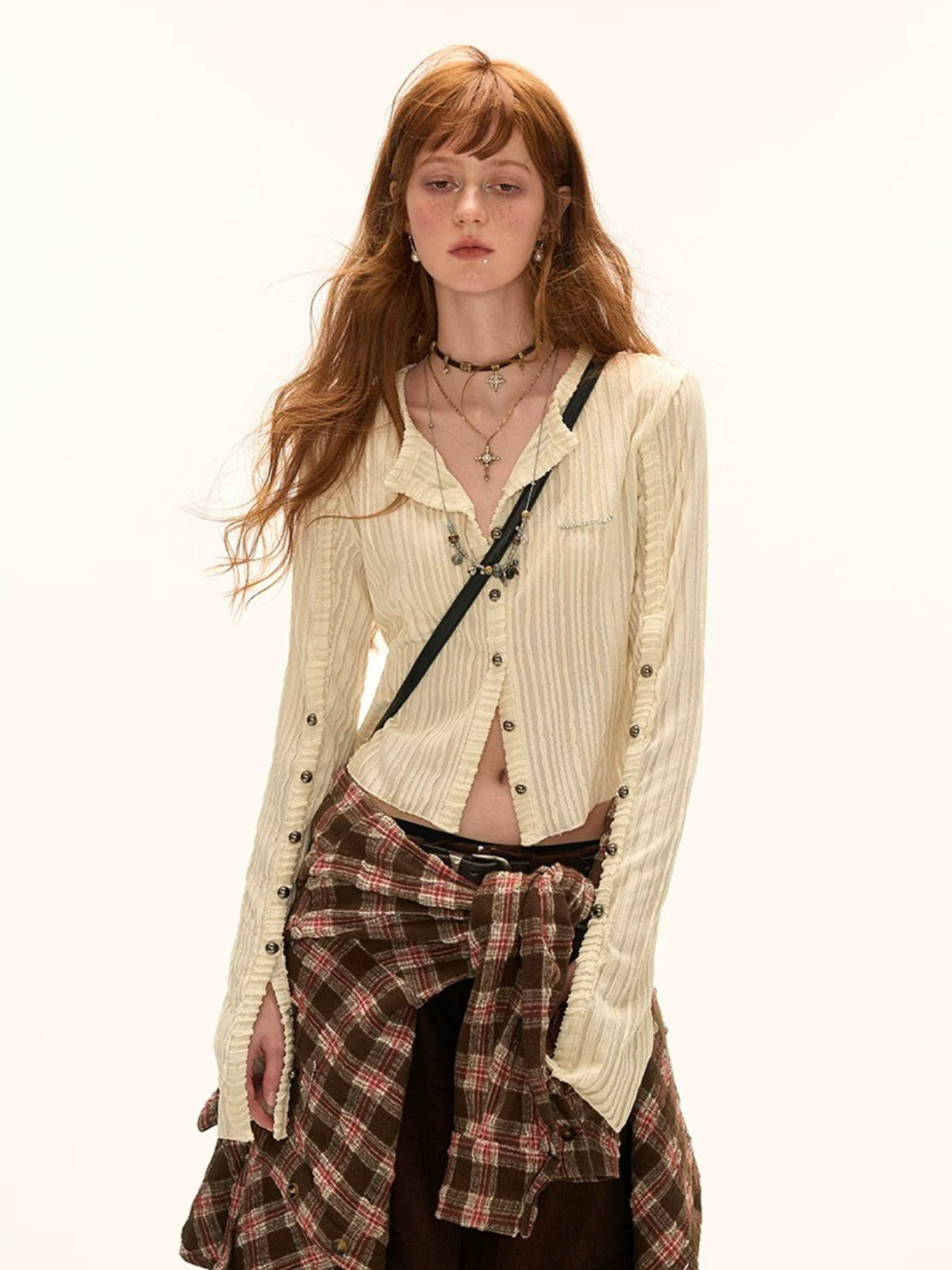 Striped Multi-Button Knit Cardigan