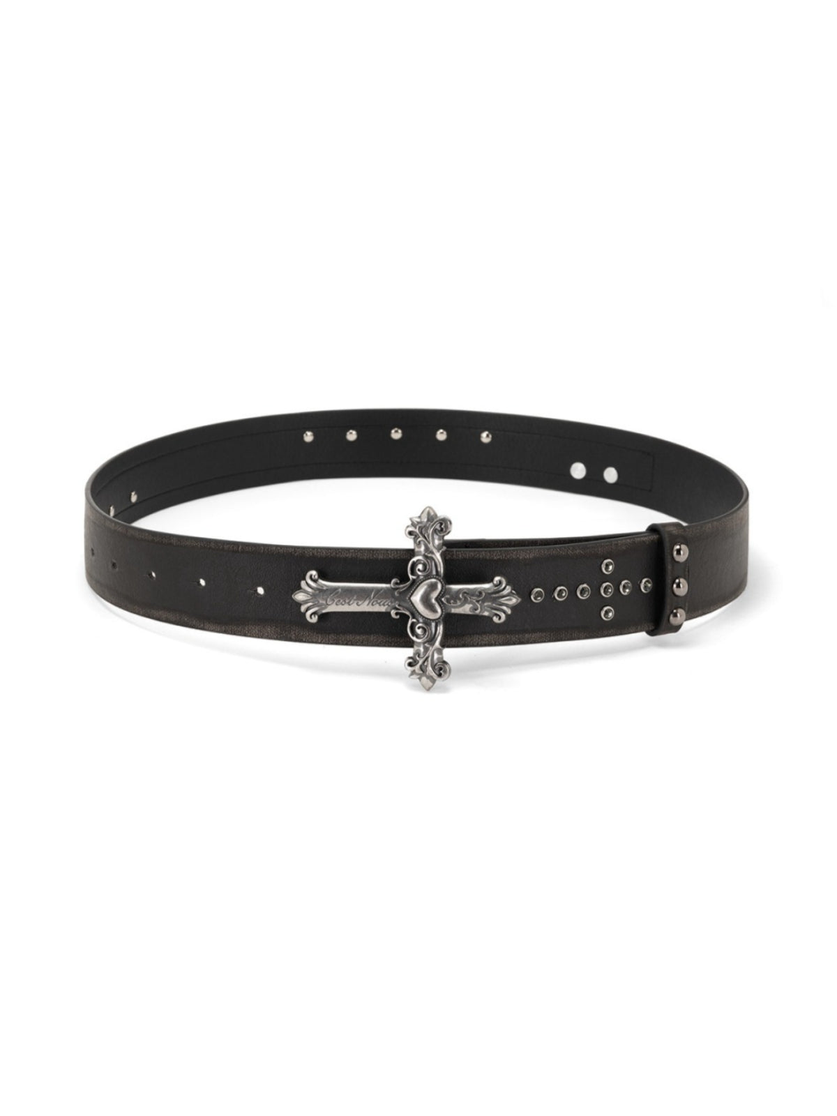 Vintage Cross Studded Leather Belt