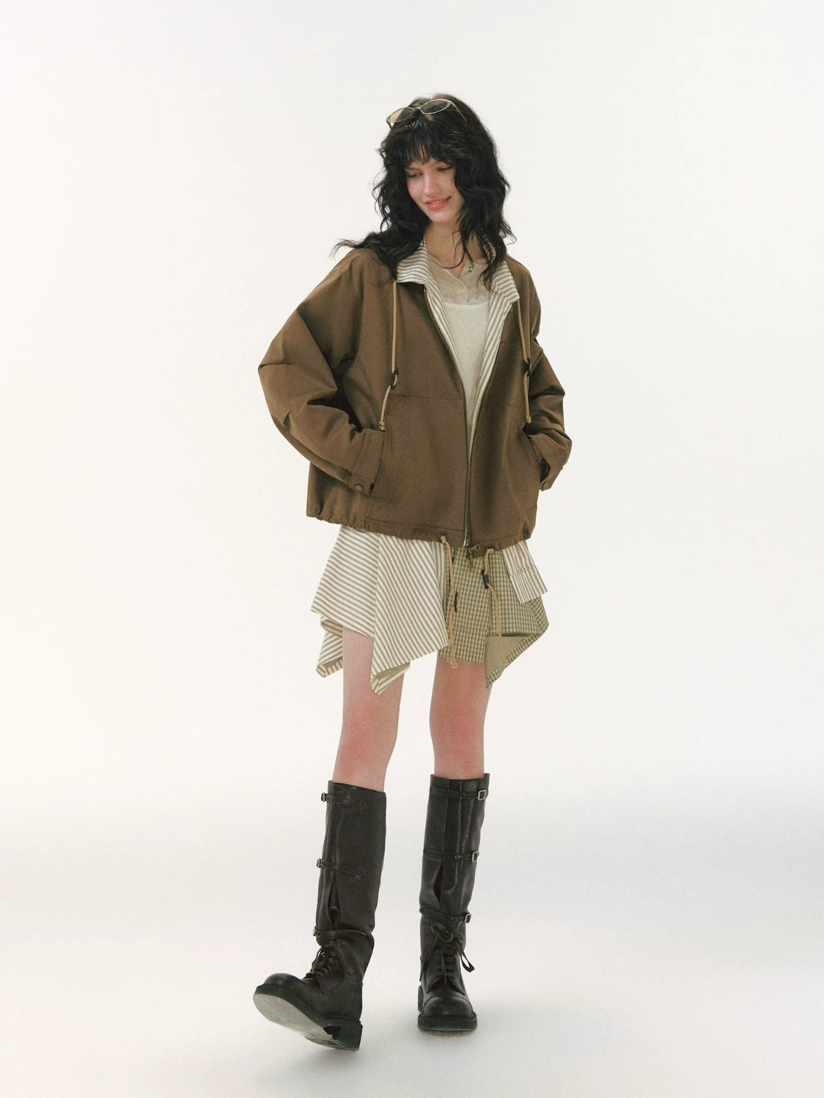 Striped Patchwork Utility Jacket