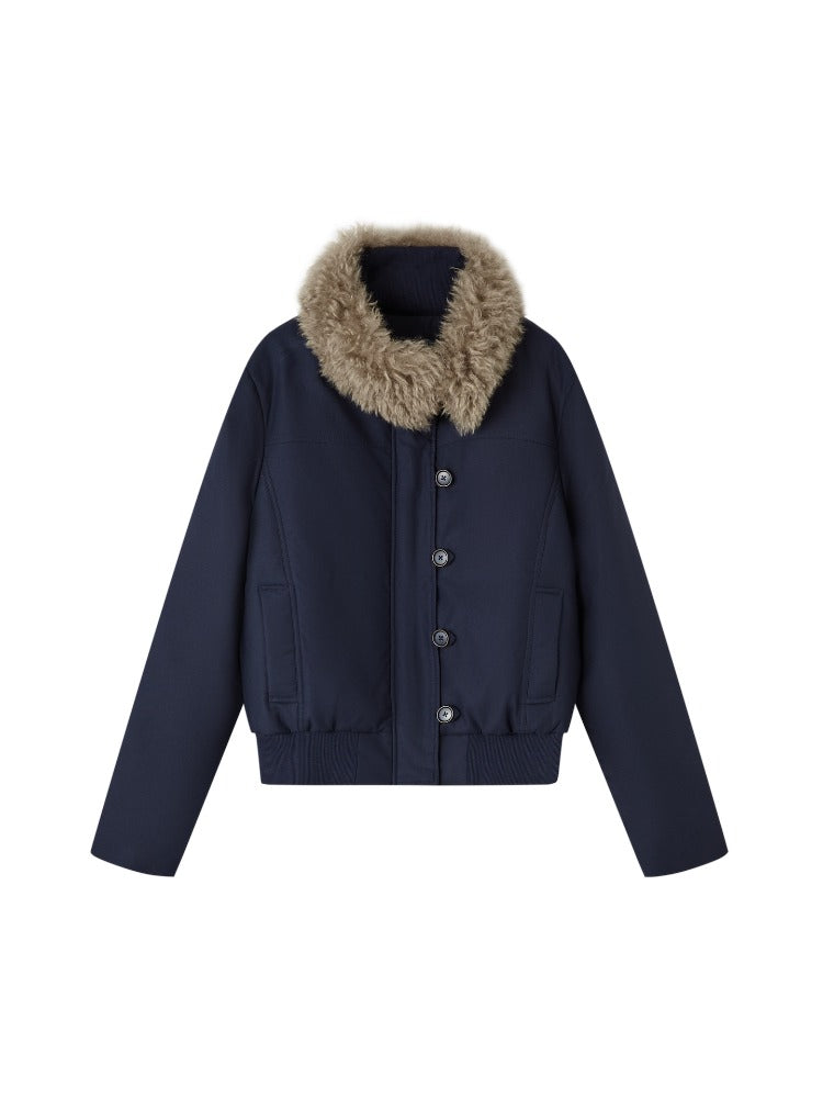 Detachable Fur Collar Fitted Down Jacket