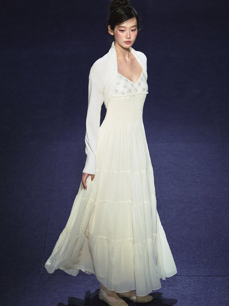 Embroidered V-Neck Slip Dress