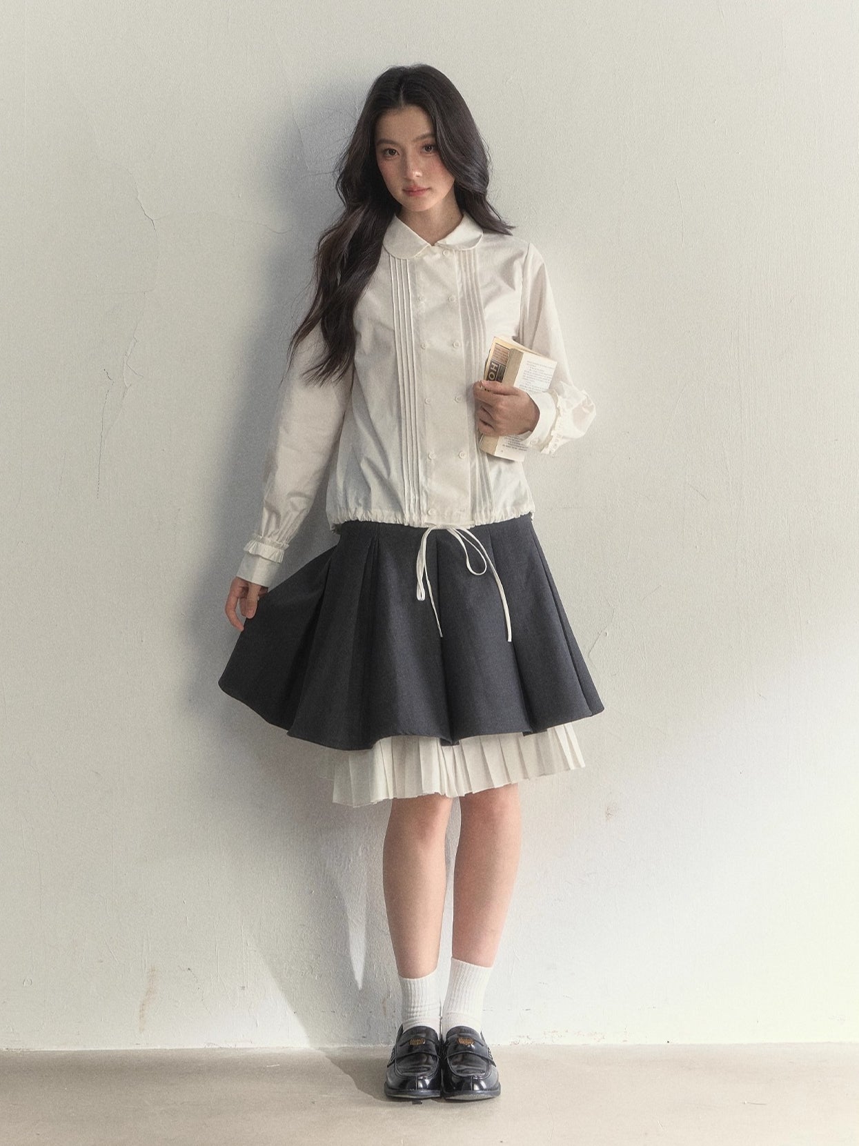 Vintage Doll Collar Double-Breasted Shirt