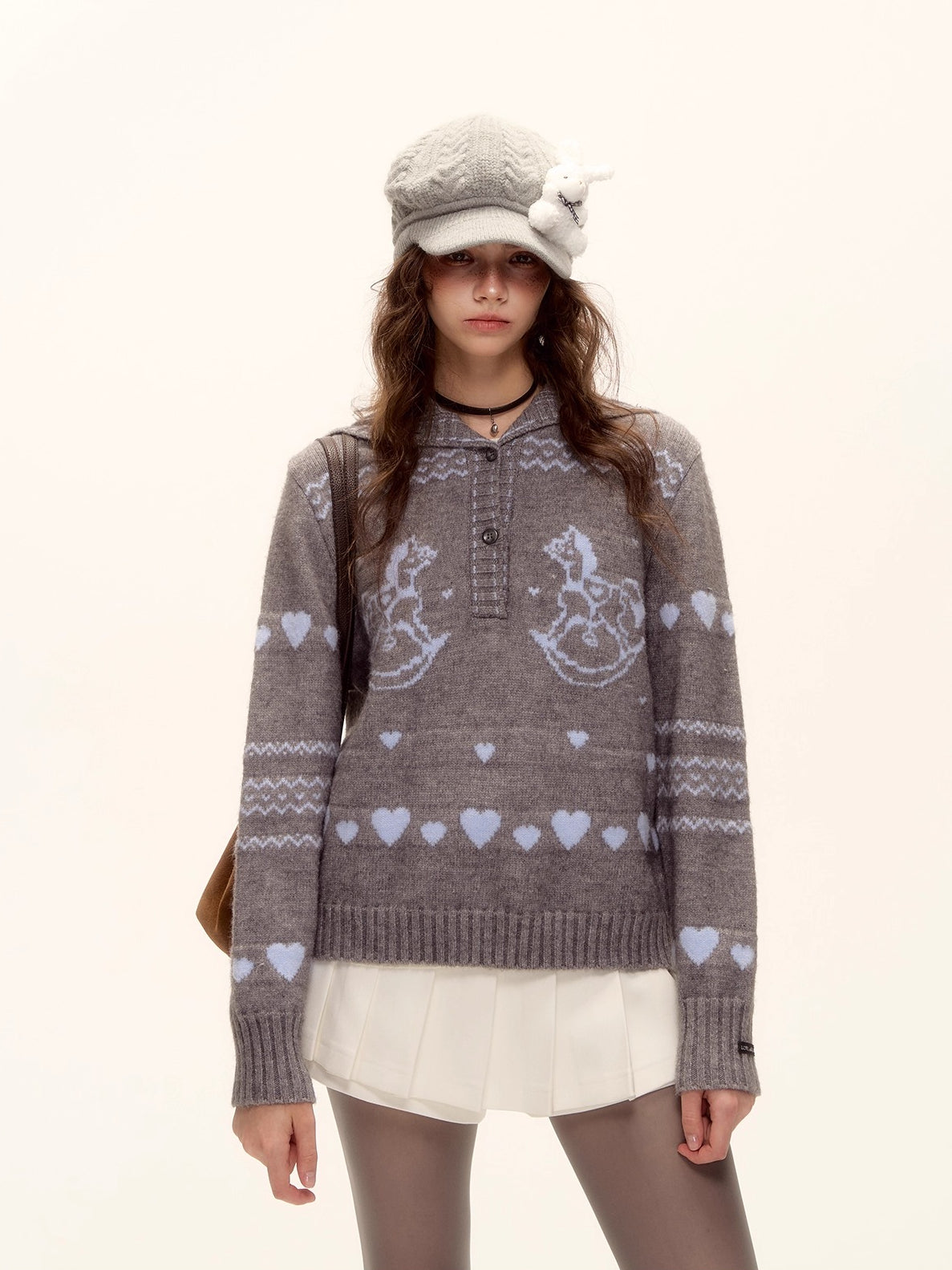 Pony Jacquard Polo Sweater