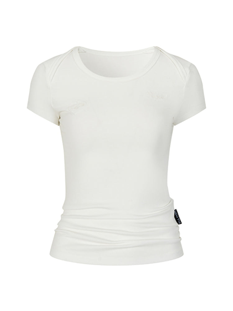 Embroidered Letter Short-Sleeve T-shirt