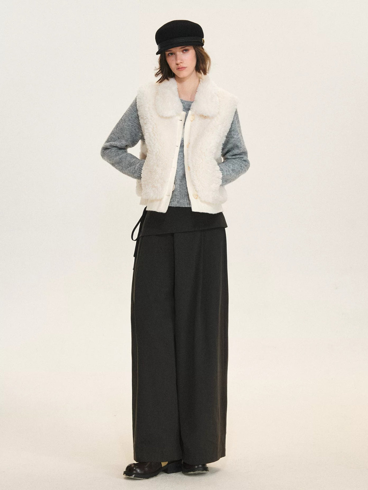 Faux Fur Knit Trim Vest