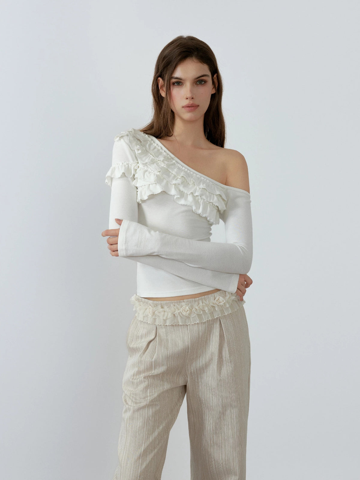 Layered Ruffle Off Shoulder Top