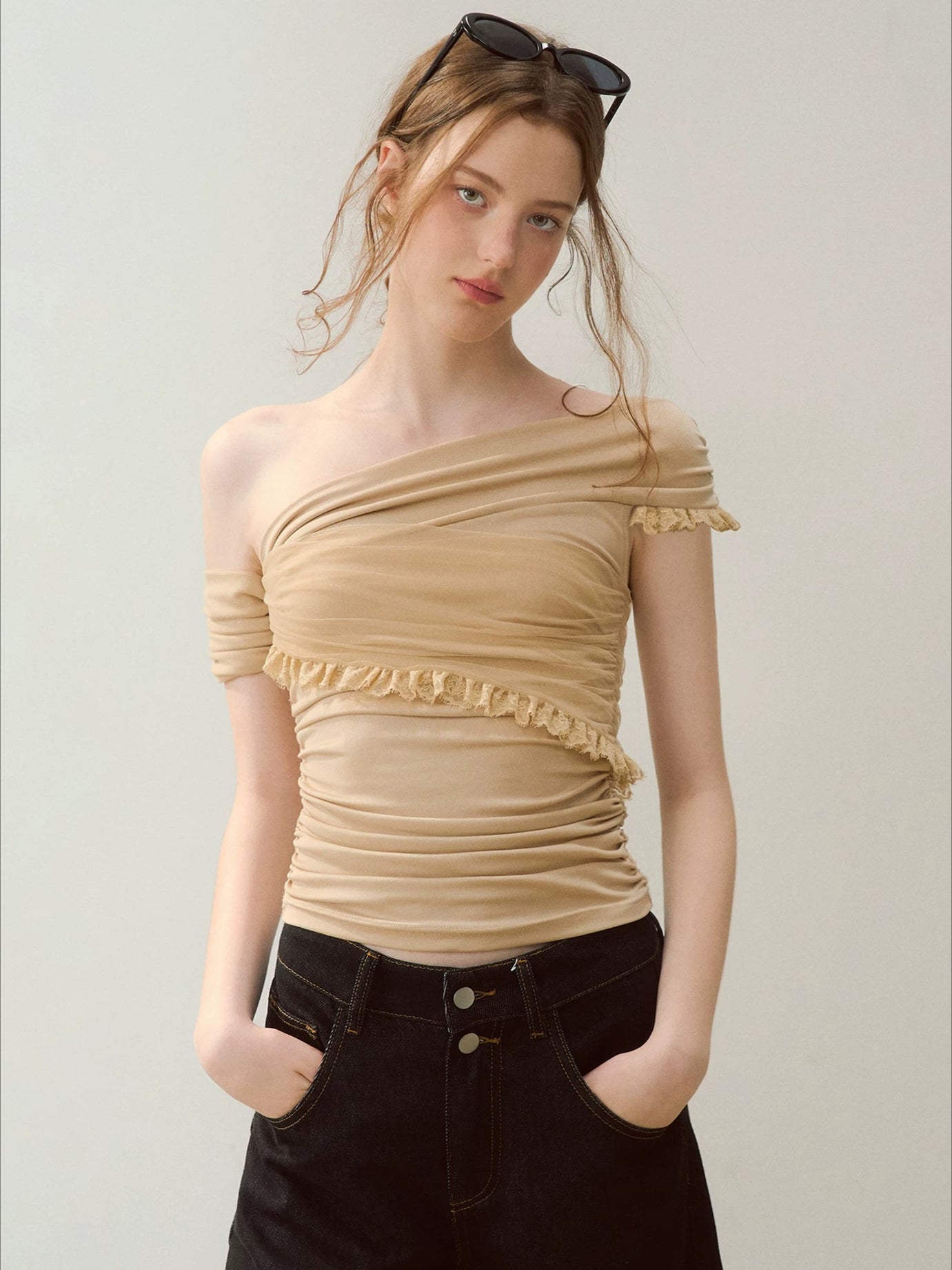 Lace Mesh Shoulder Top