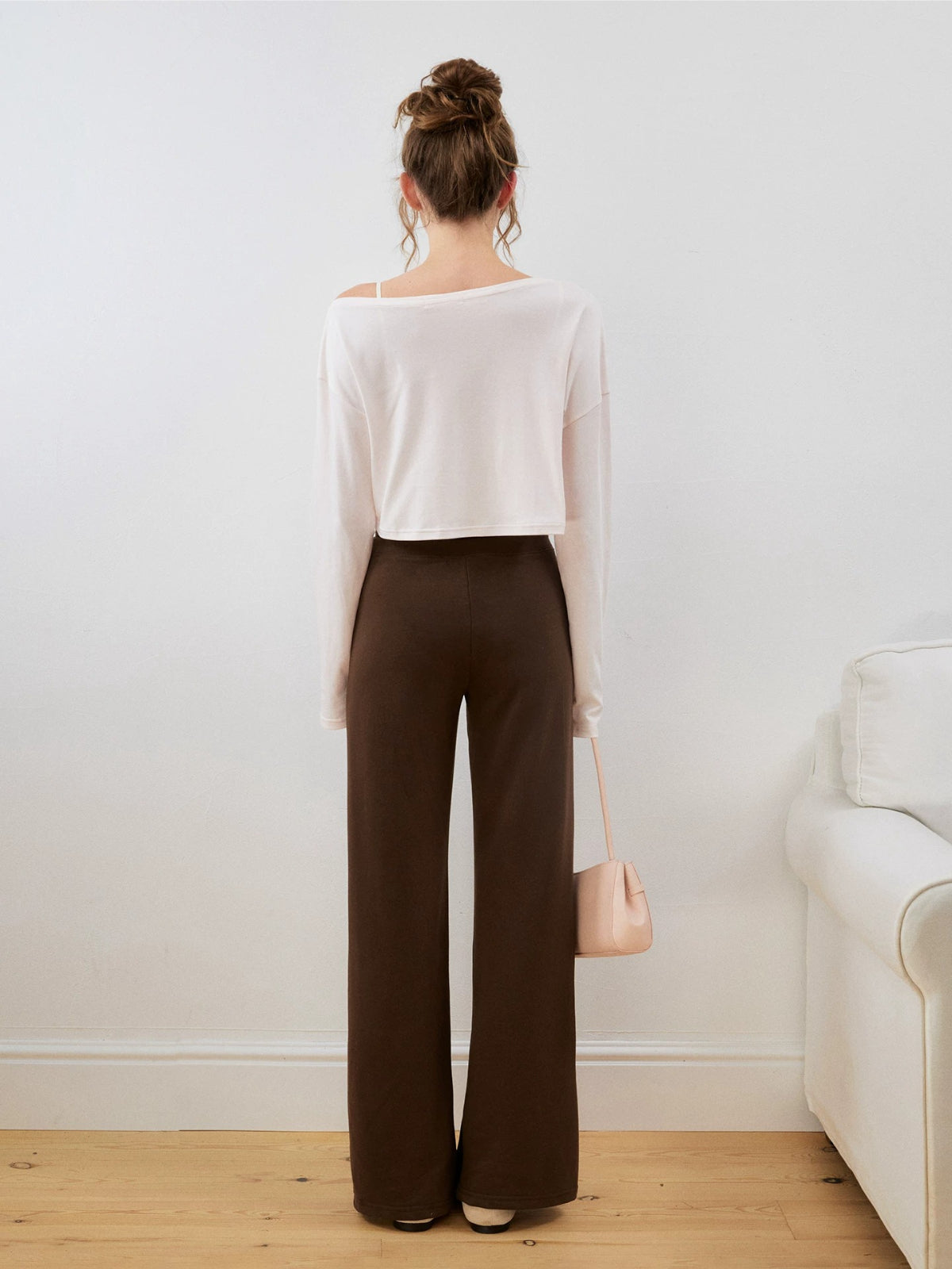 Off-Shoulder Cropped Sweatshirt Set