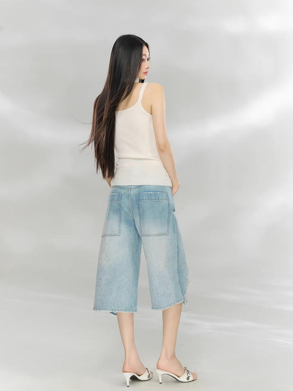 Beige Cross V-Neck Knit Top