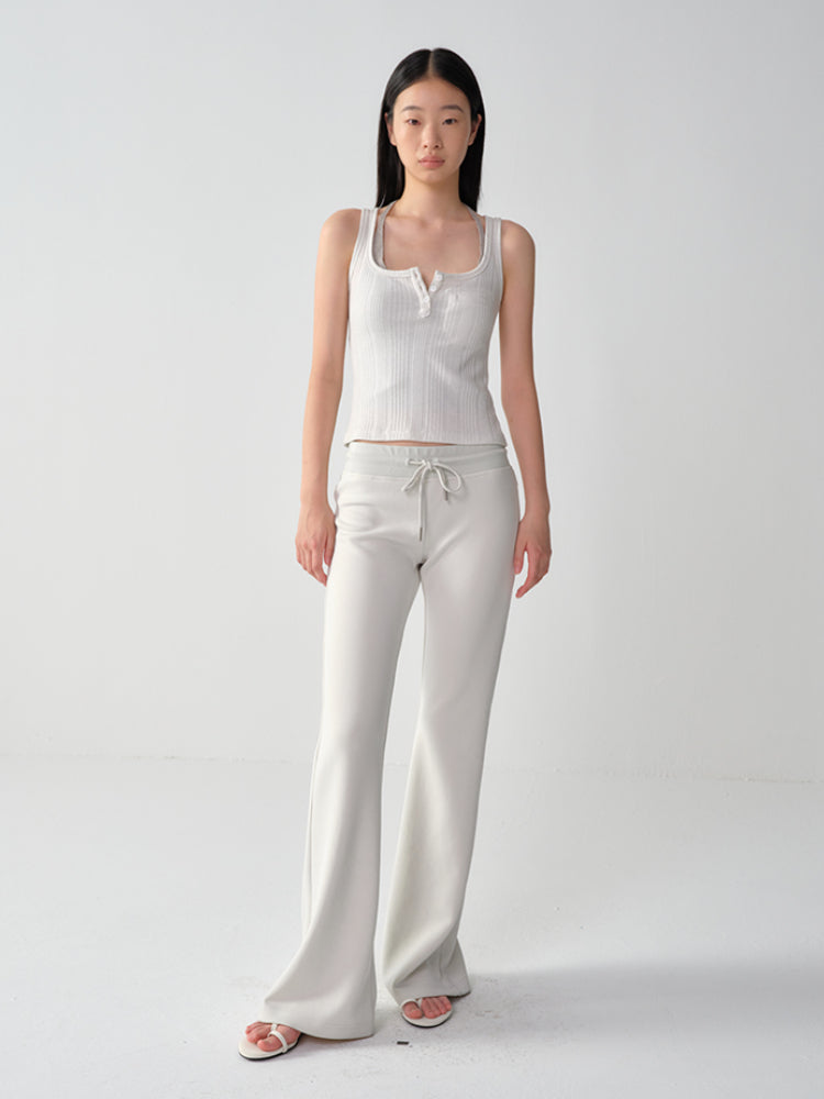 U-Neck Sleeveless Silver-Thread Camisole Tank Top