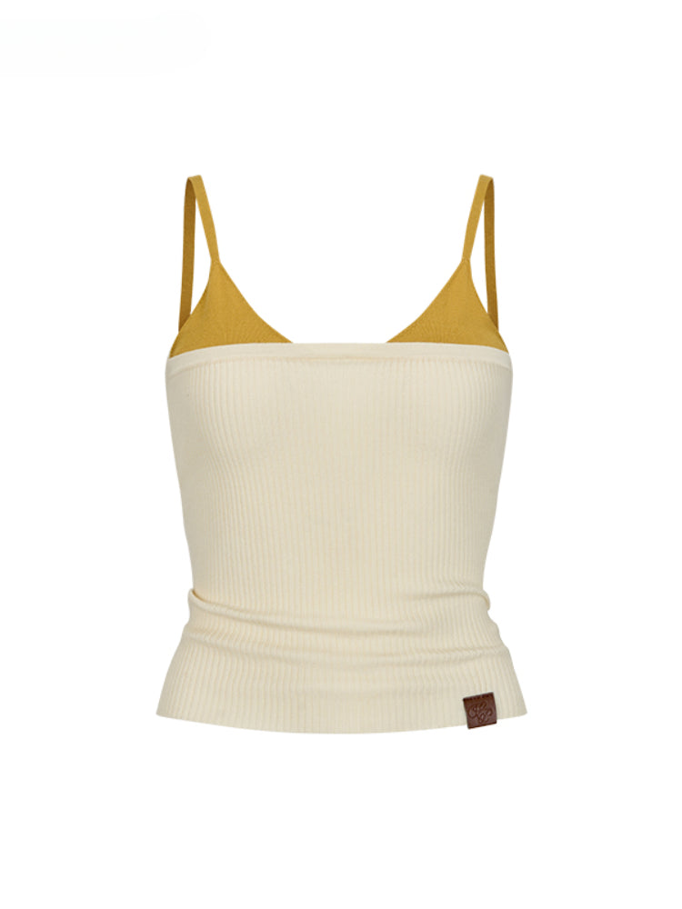 Color-Block Spliced Strap Vest