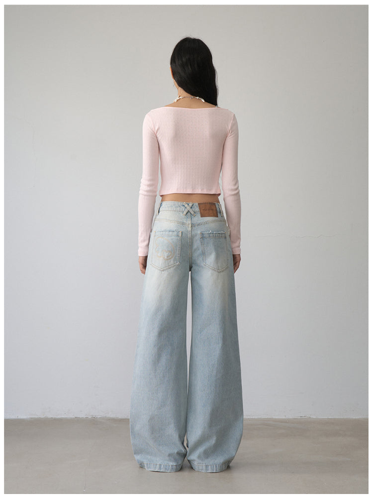 Lace Trim Vintage Jeans