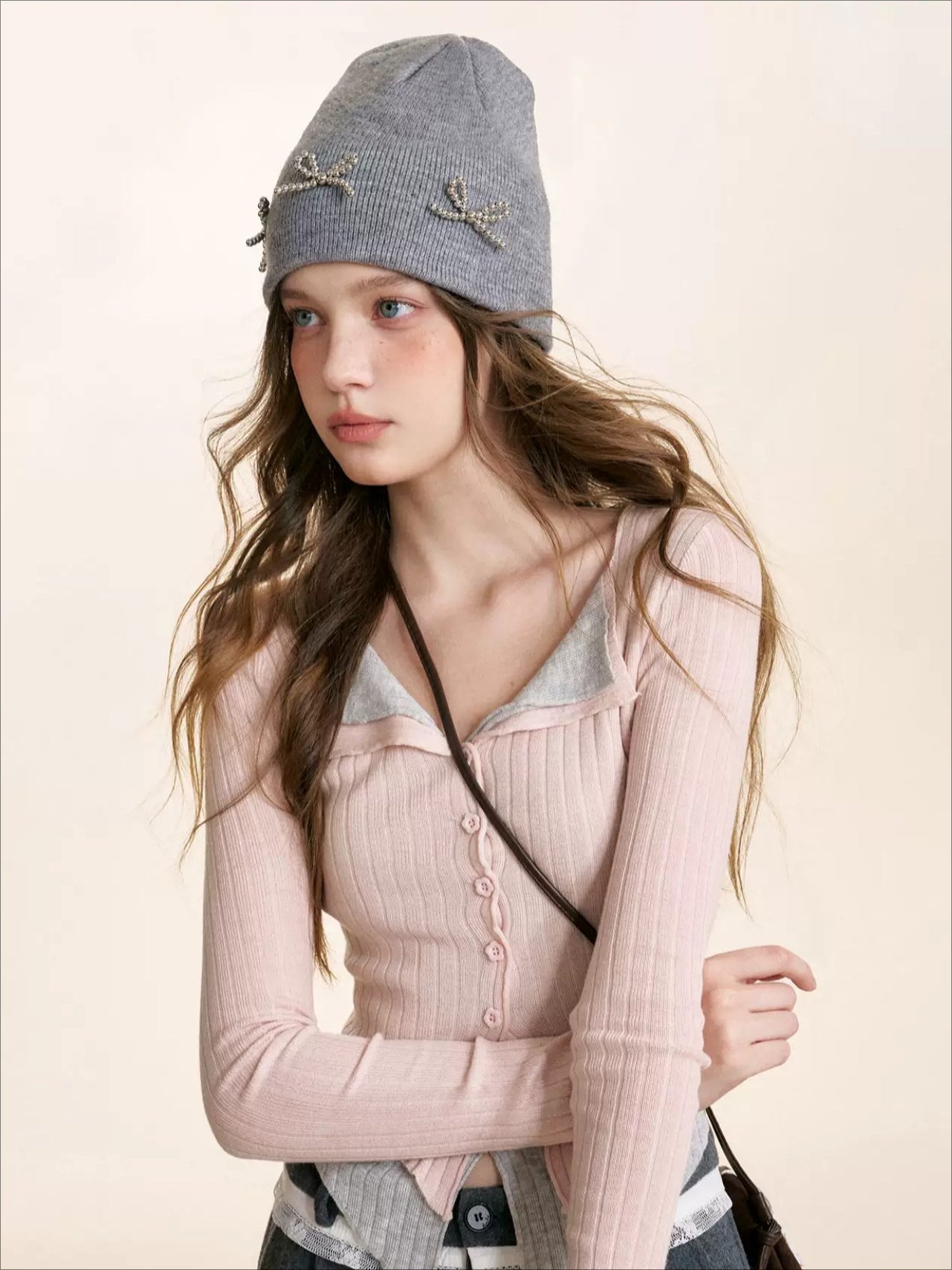 Contrast Knit V-neck Cardigan