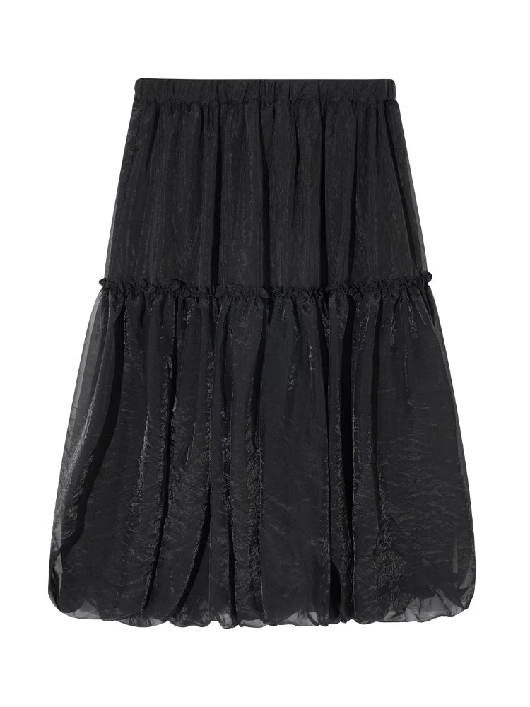 Bubble Hem Midi Skirt