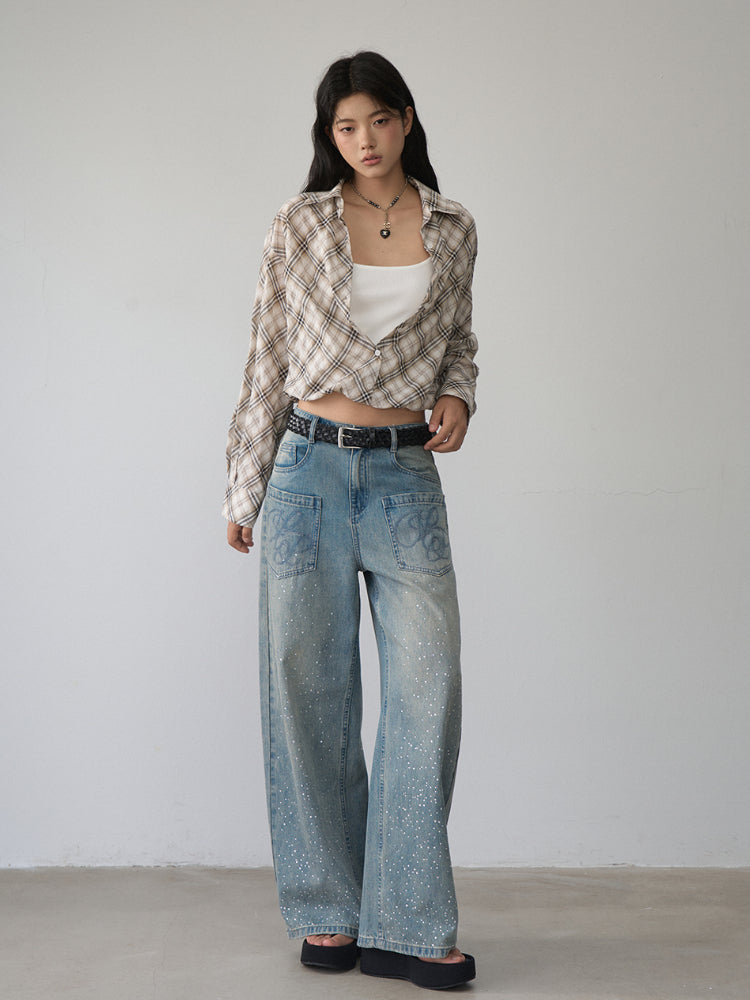 Two-piece Look Checked Long-sleeve Shirt