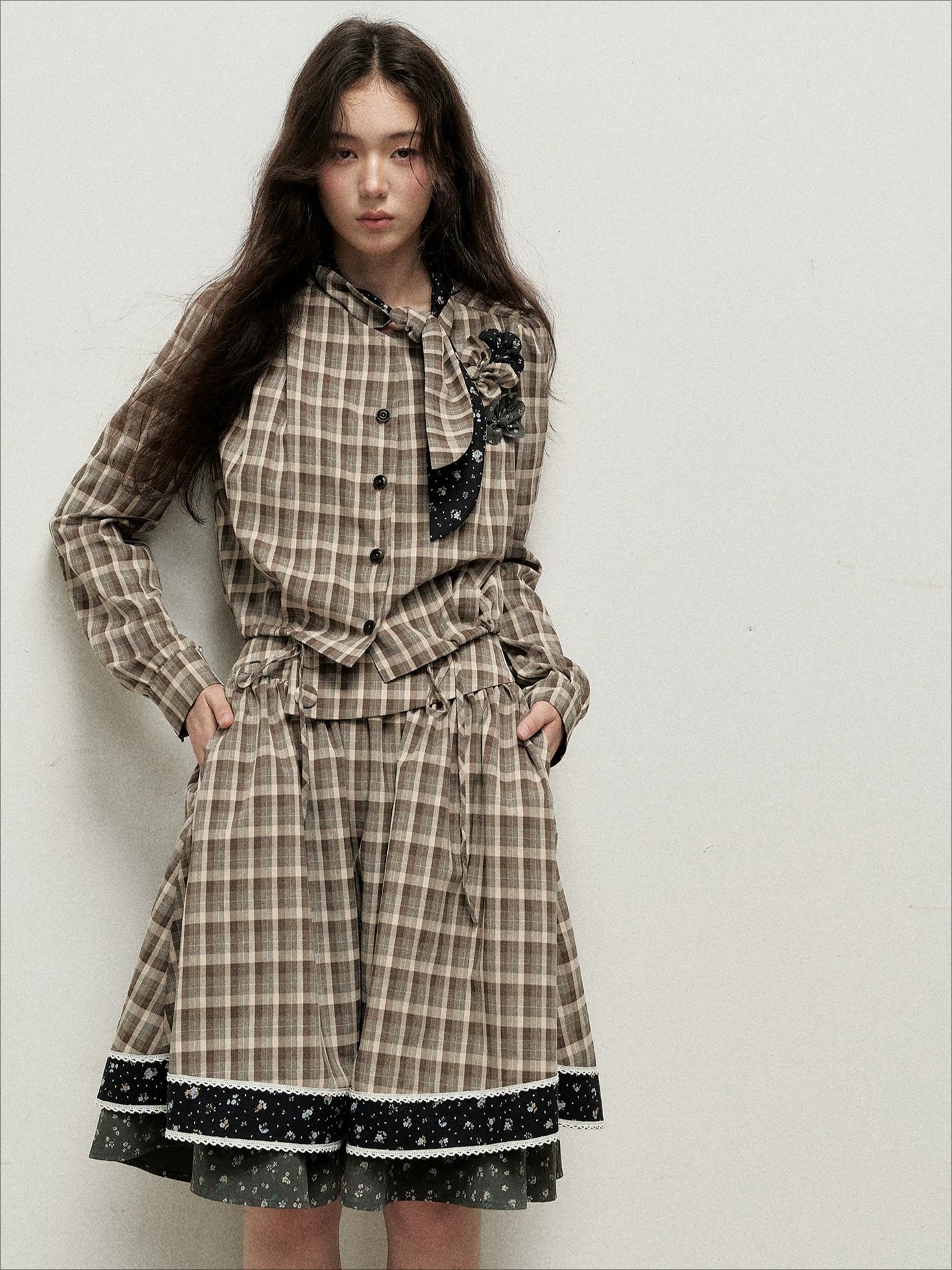 Plaid Shirt Skirt Set