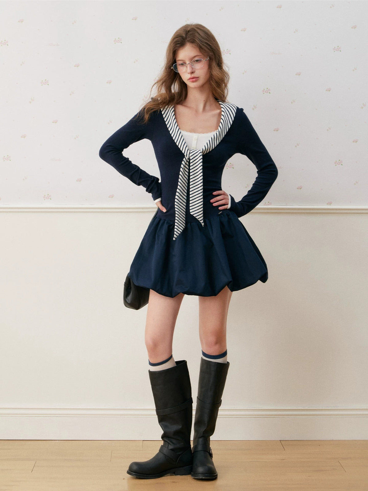 Navycore Stripe Scarf Dress