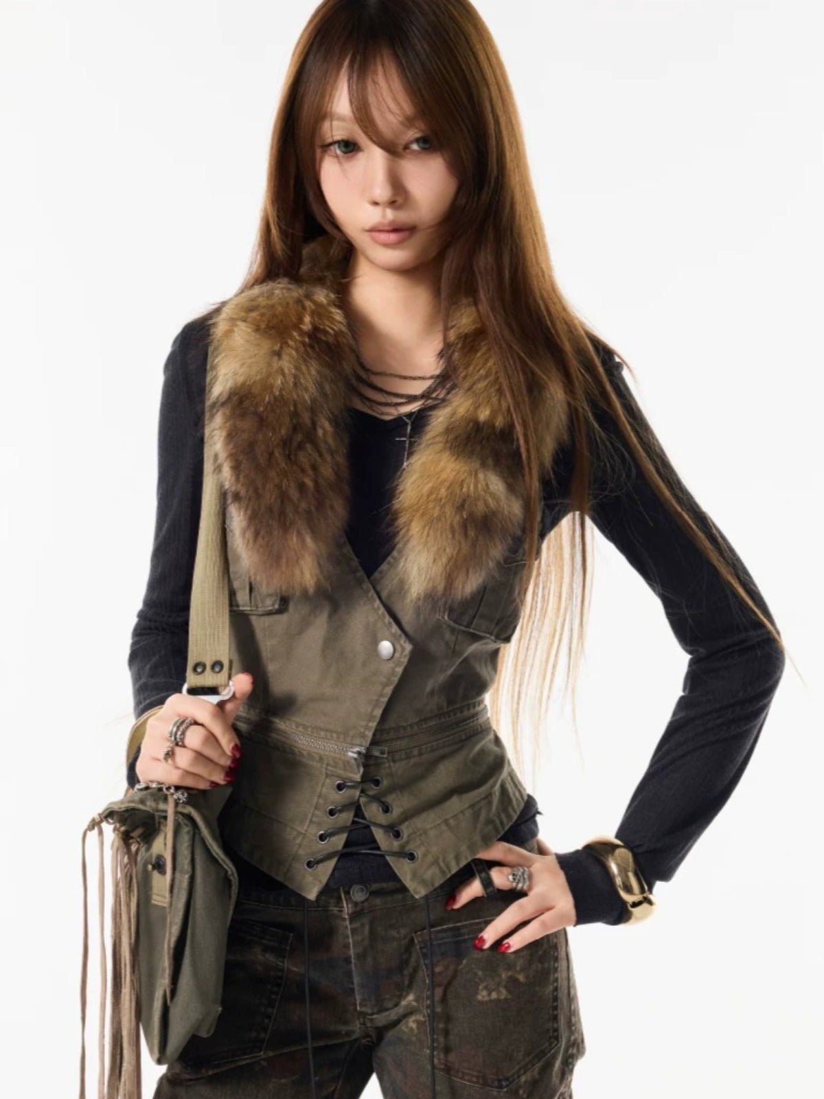 Fur Collar Vest