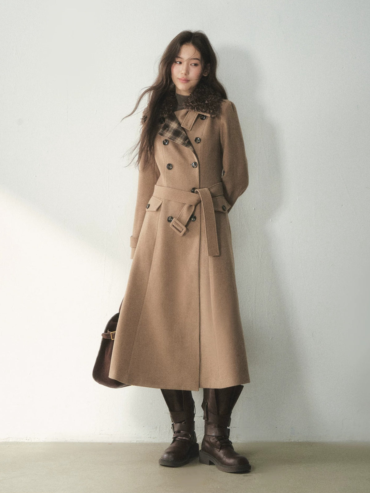 Vintage Double-Breasted Wool Trench Coat