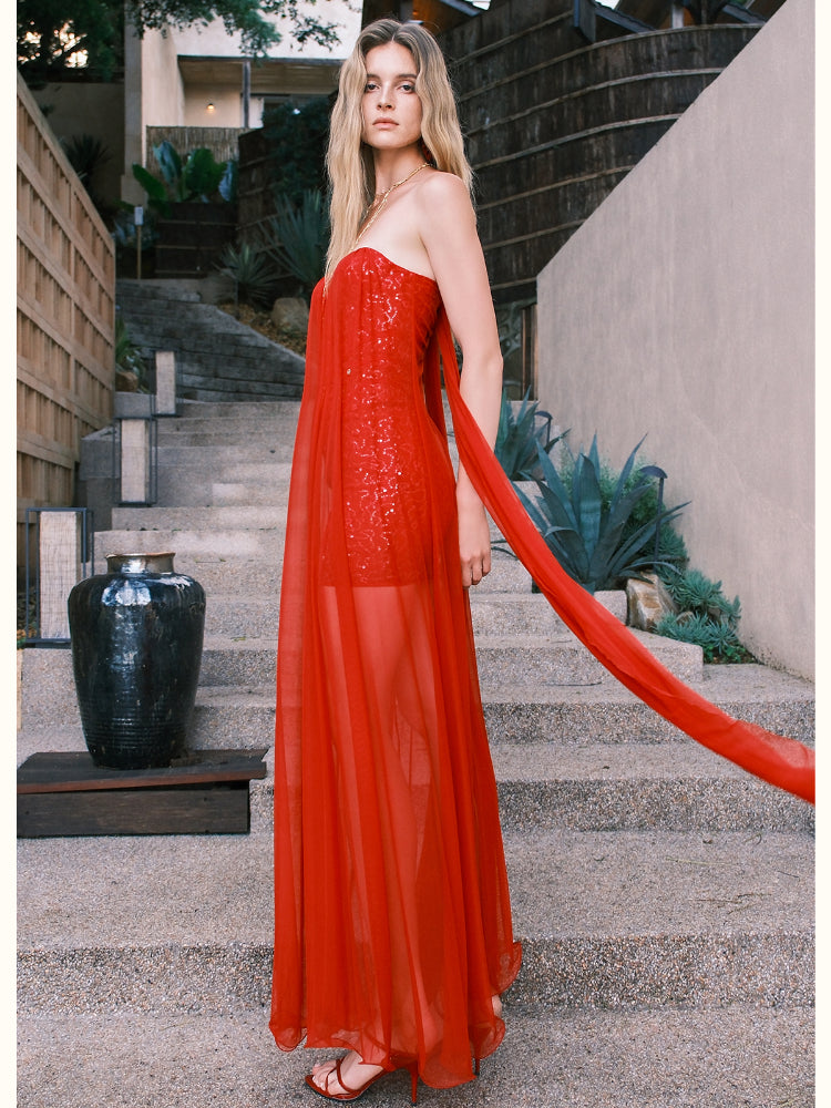 Netting Skirt Lace Backless Dress