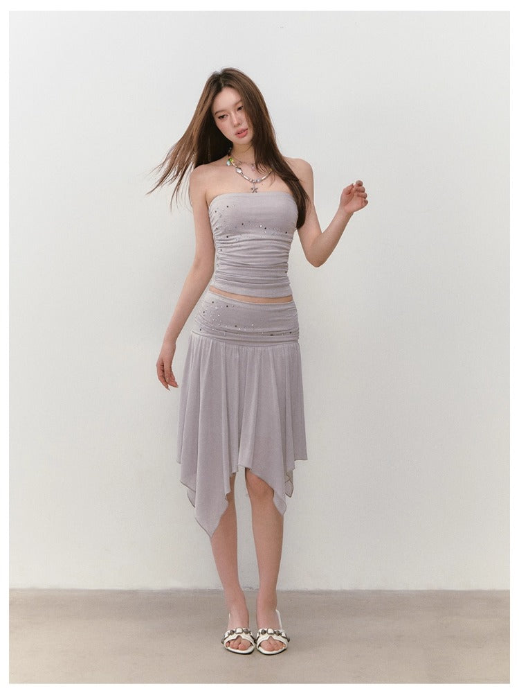 Star Beaded Ruffled Acetate Bustier