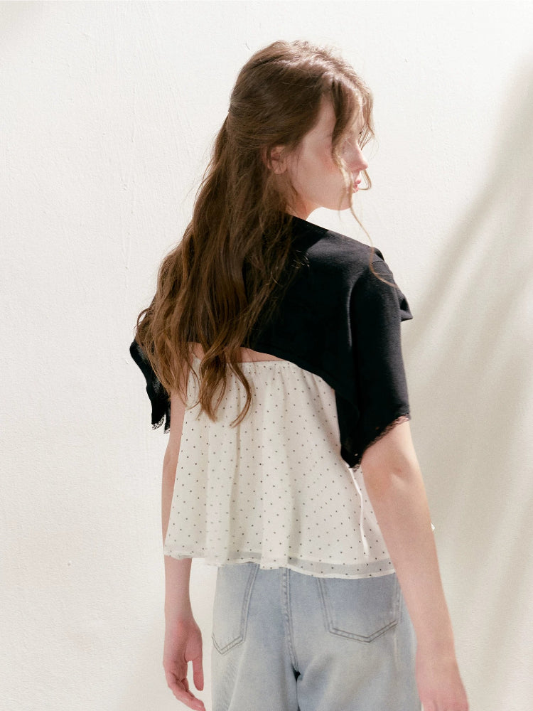 Polka Dot Chiffon Cami & Cardigan Set