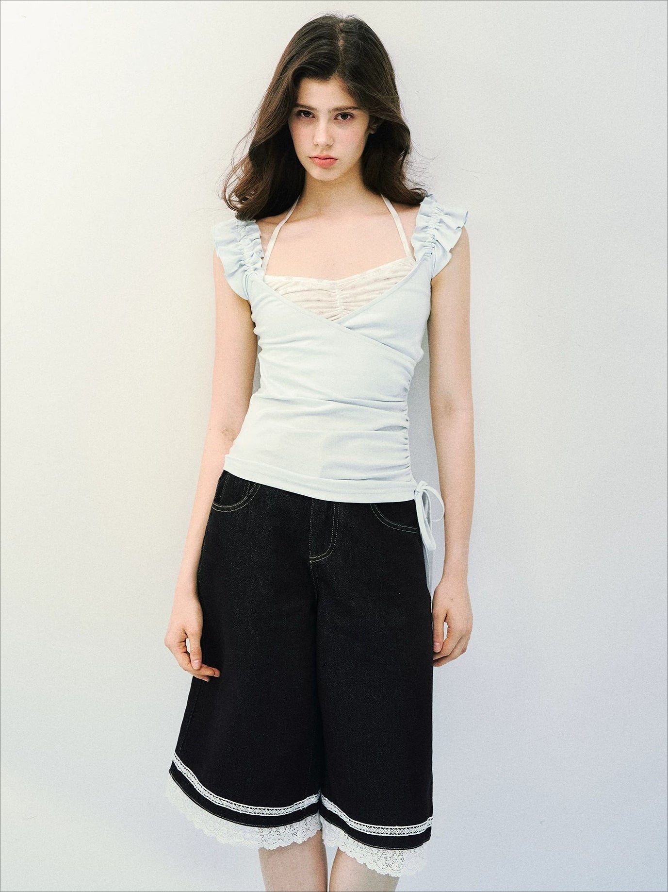 Pink & Blue Layered Ruffle Tee