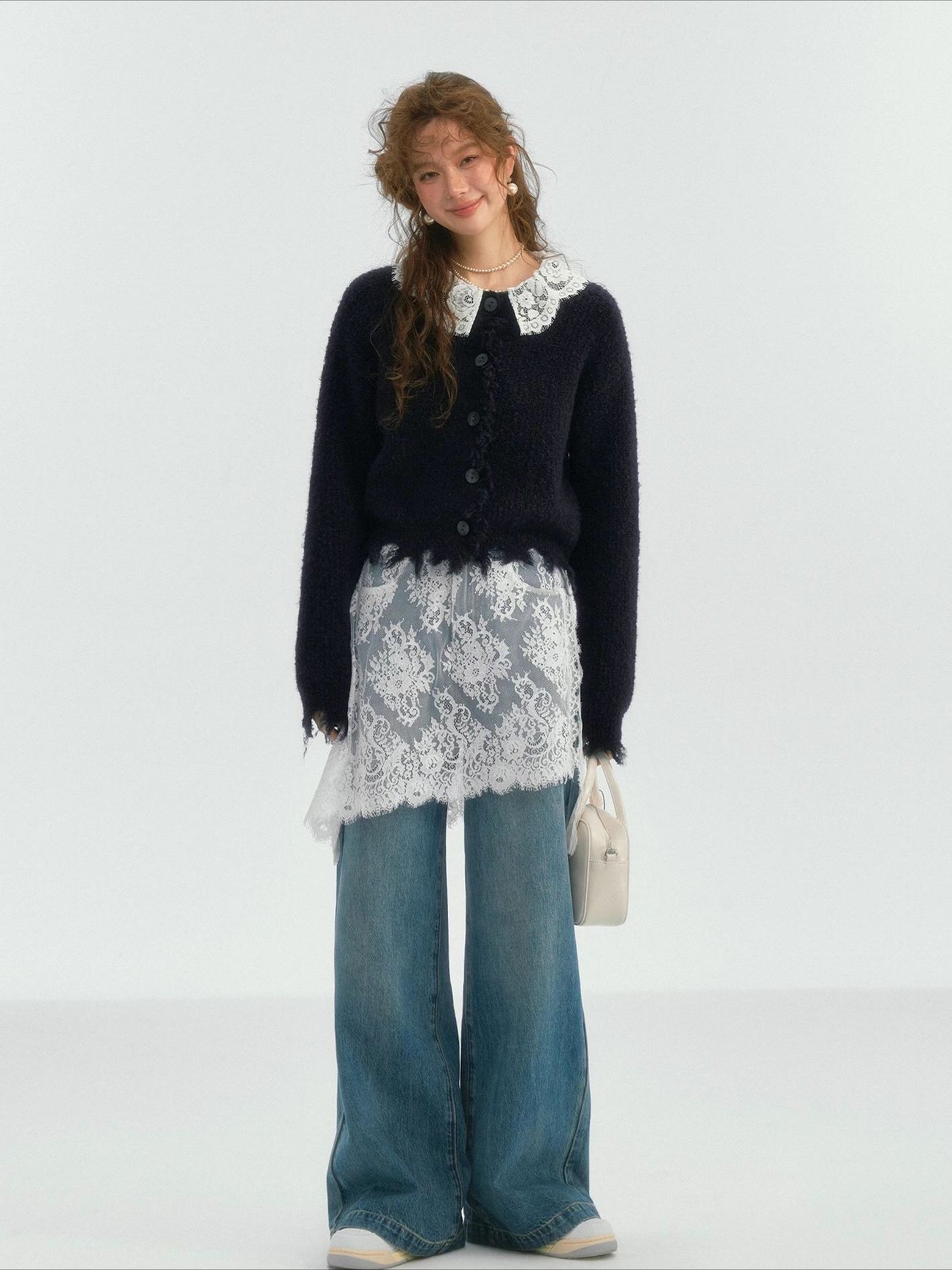 Lace Doll‑Collar Cardigan