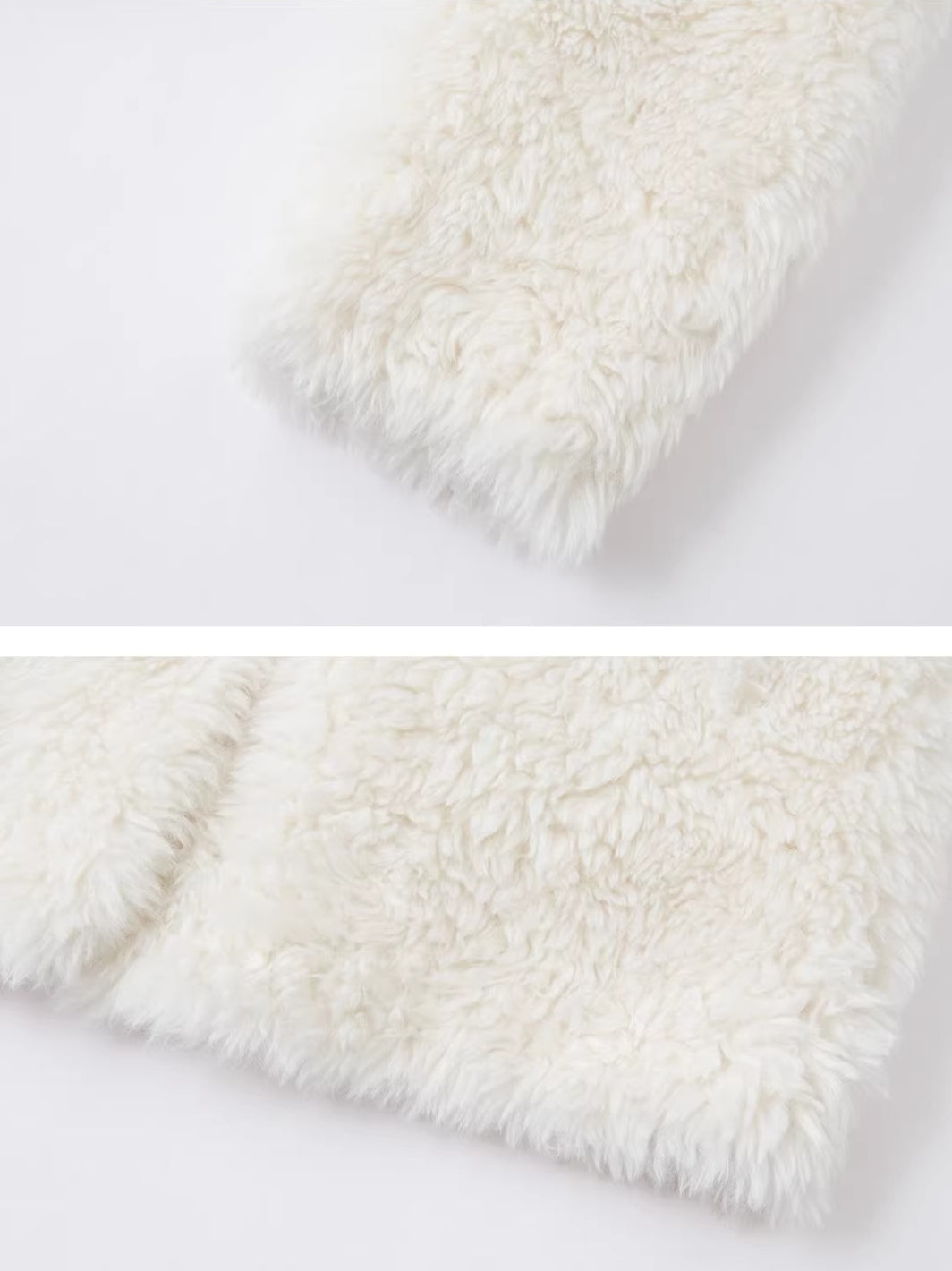 White Plush Button Coat