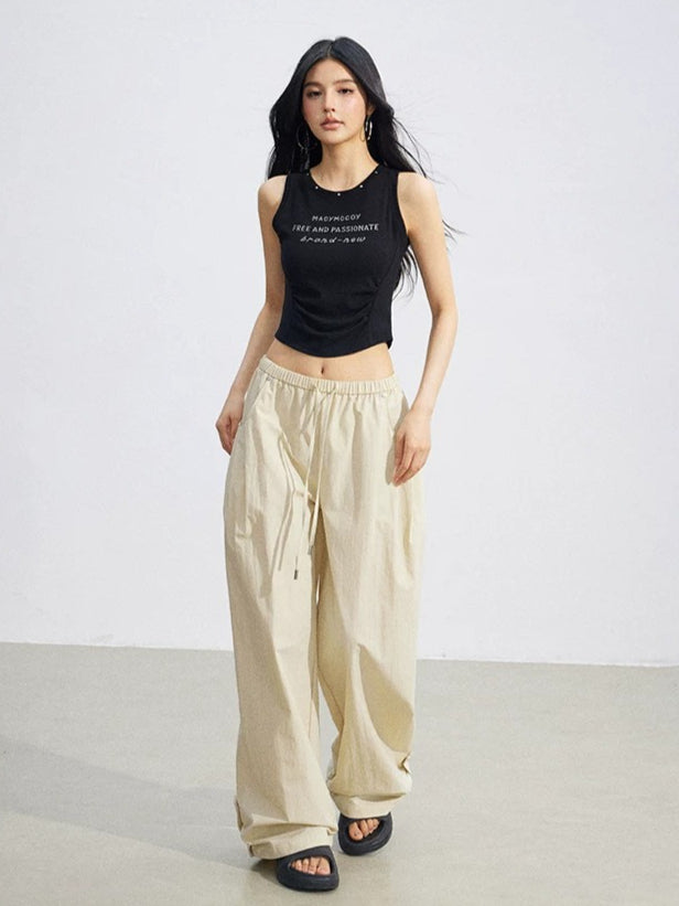 Cargo Pleated Wide-Leg Pants