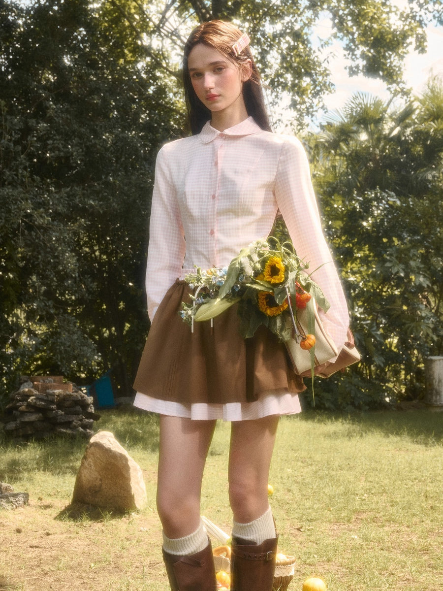 “Cloud” Natural Cotton Plaid Shirt