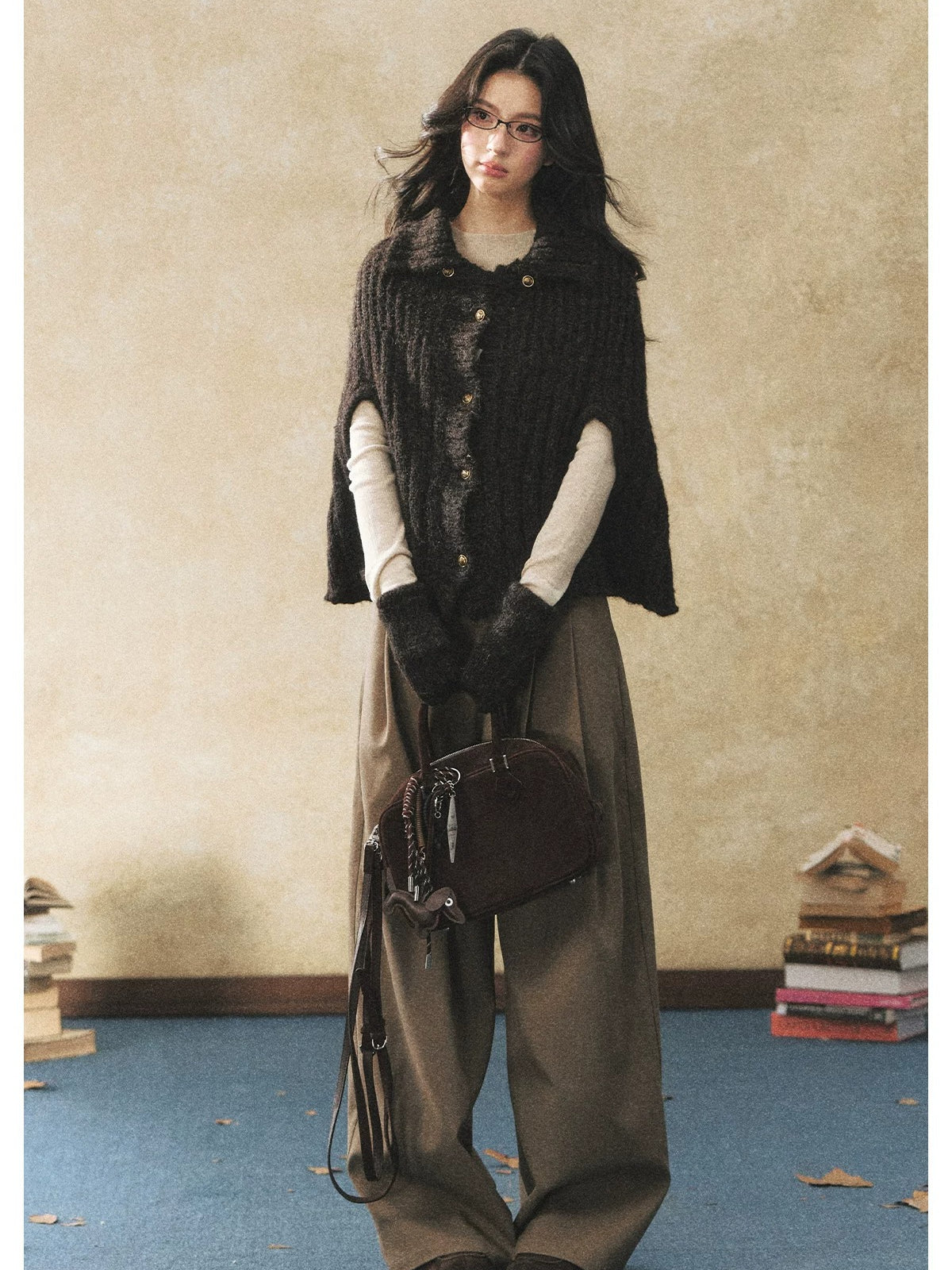 Khaki High Waisted Pleated Wide Leg Pants