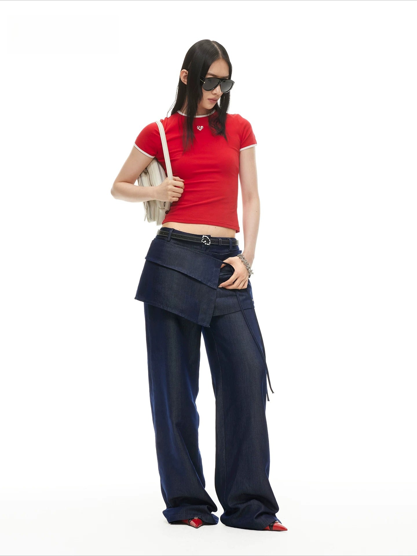 Detachable Skirt Denim Pants