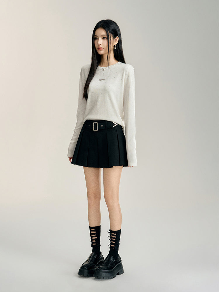 Black & White A-line Pleated Skirt