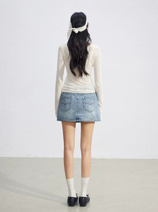 Ice Silk Hollow Knit Top