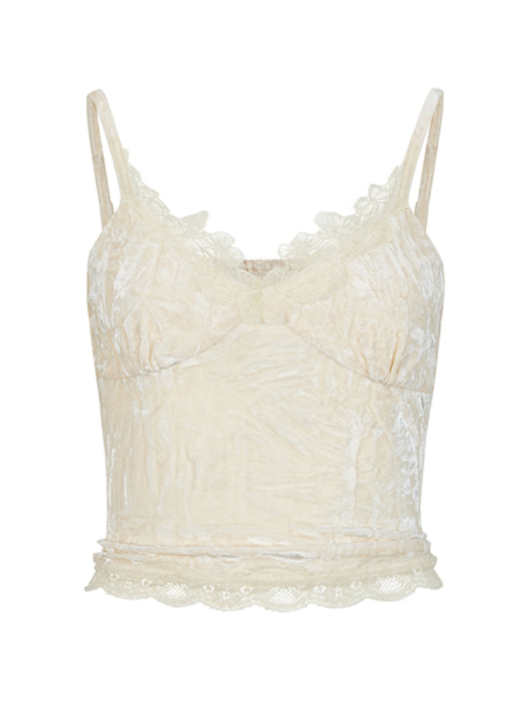 Lace-Trimmed Slim-Fit Versatile Tank Top