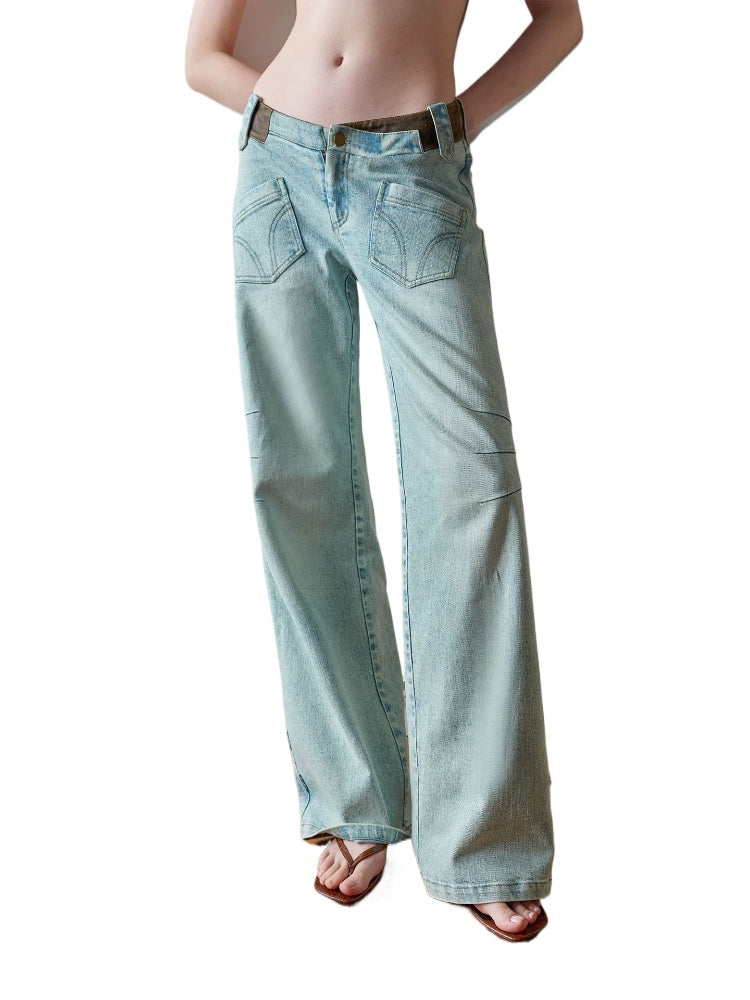 V-Waist Spliced Jeans
