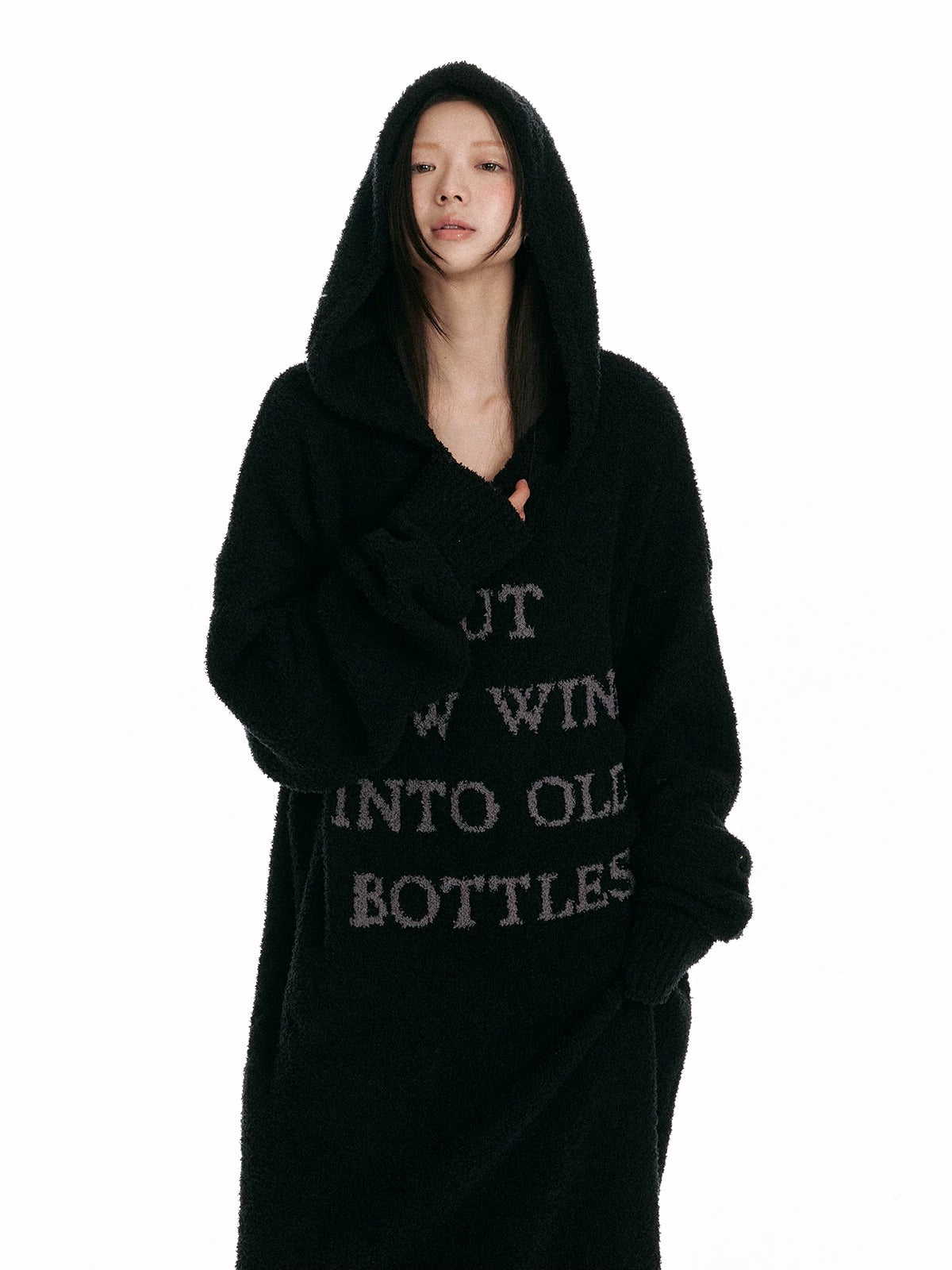 Korean Hooded Velvet Knit Dress