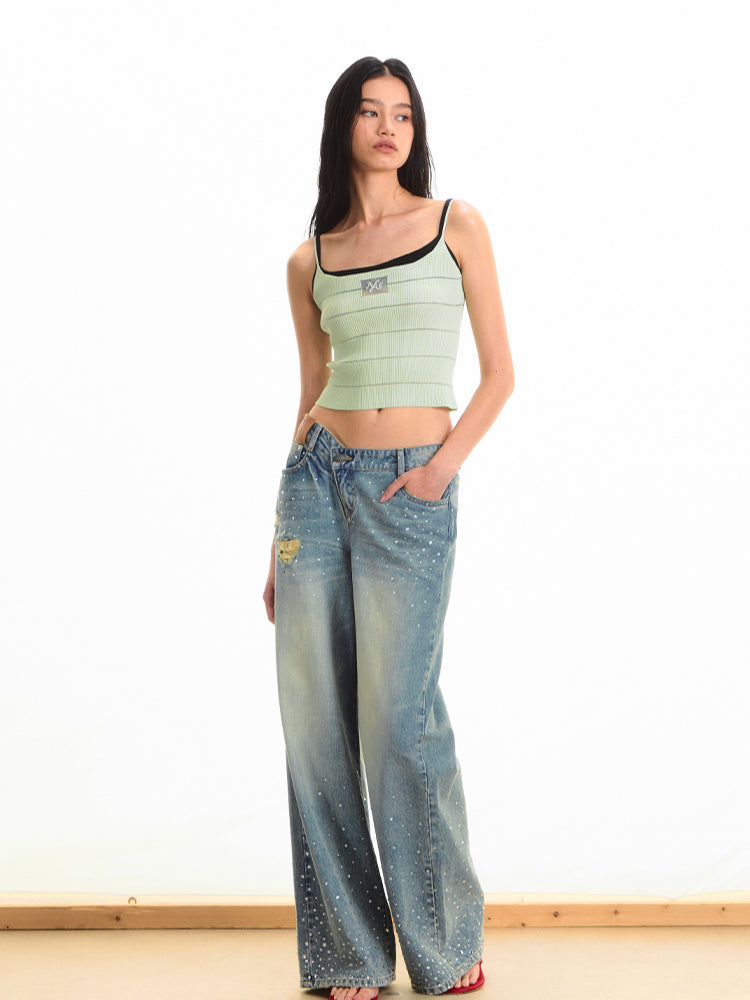 Ice Feel Striped Knit Vest