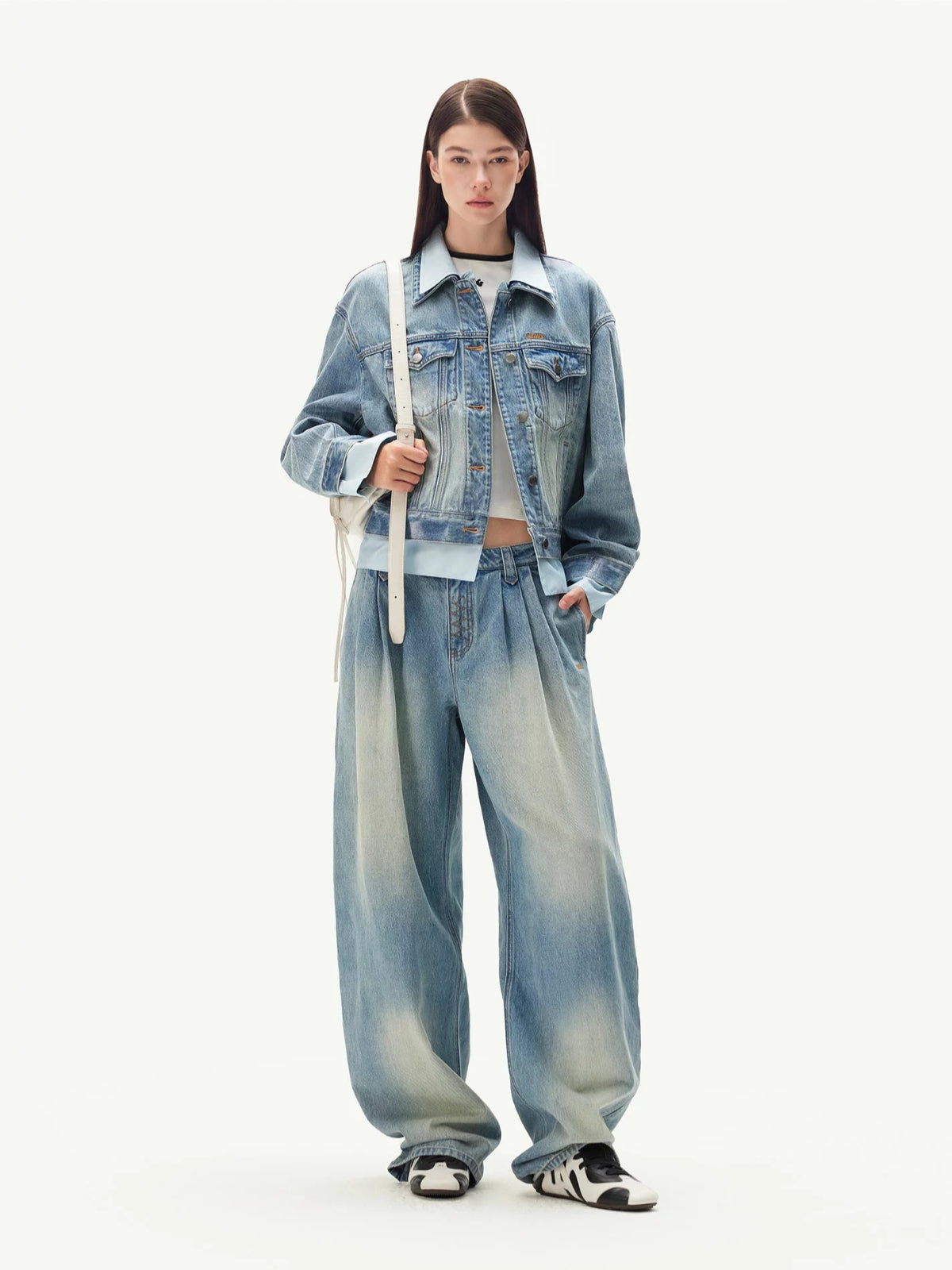 Washed Denim Faux Layer Jacket