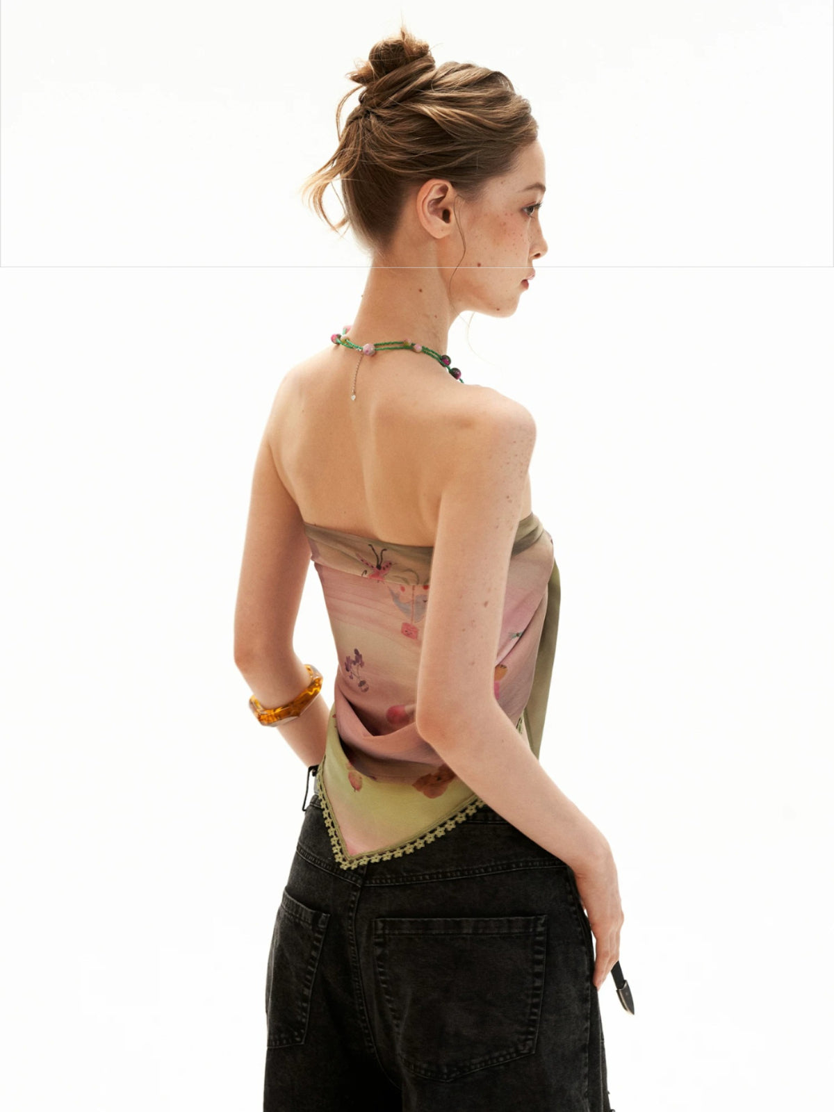 Reversible Swirl Print Scarf Tie Top