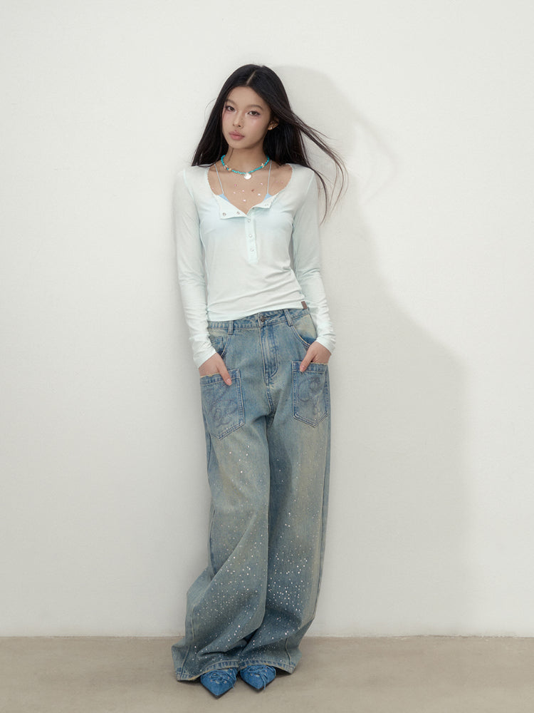 Button Lightweight Long Sleeve UV Protection T-shirt