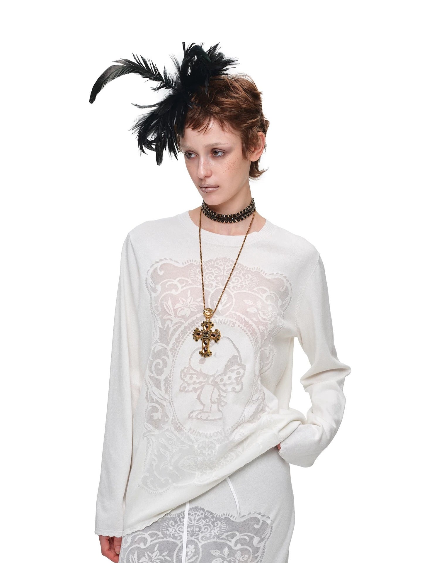 Burnout Knit Crewneck Sweater