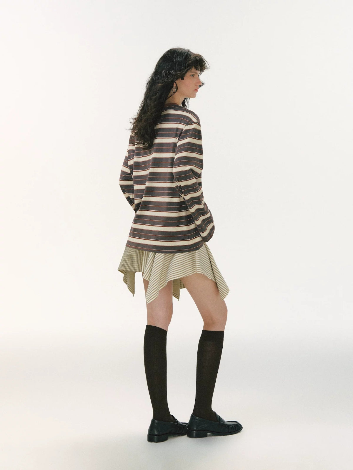 Vintage Plaid Asymmetric Skirt