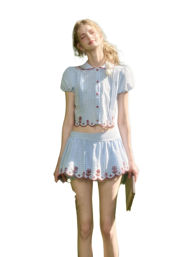 Lace Embroidered Airy Shirt & Skirt Set