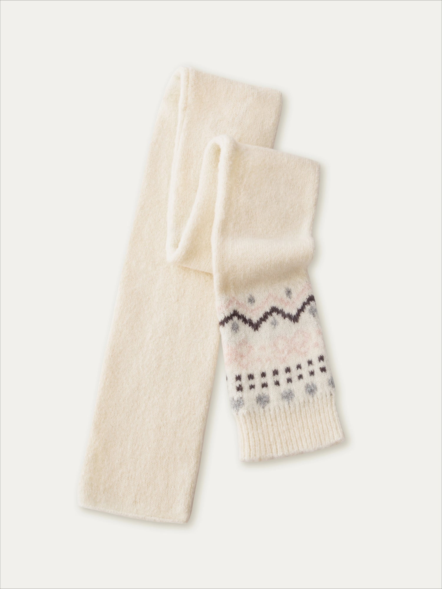 Fair Isle Knit Sweatshirt & Shorts & Scarf Set